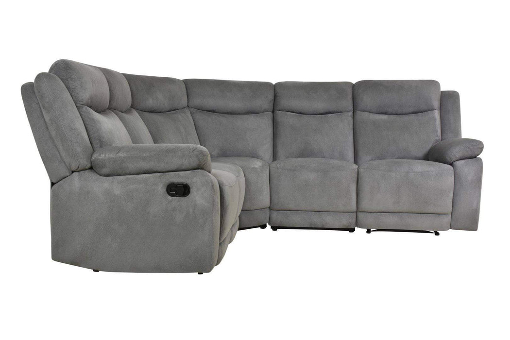 Volo Reclining Corner Sectional in Gray Fabric-Wholesale Furniture Brokers