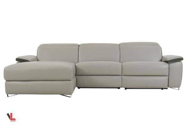 Aura Light Gray Power Reclining Medium Sectional with Left Facing Chaise-Wholesale Furniture Brokers