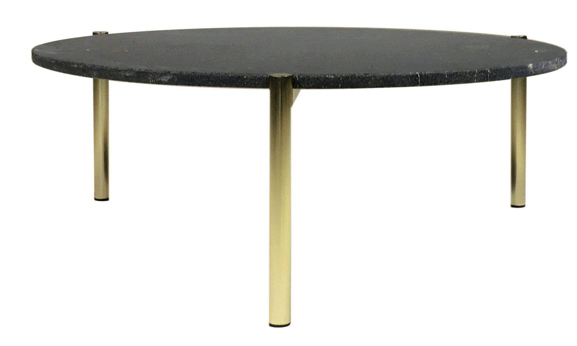Mobital Coffee Table 23" / Black Atlas 23" Round Coffee Table Black Spanish Nero Marquina Marble with Gold Polished Brass Frame
