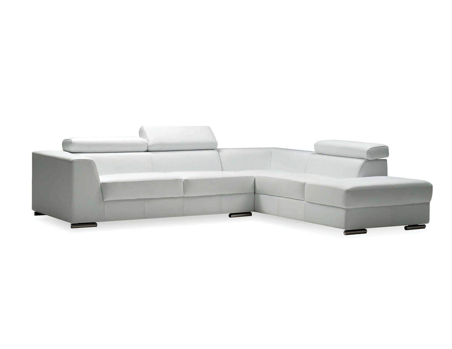 Mobital Leather Sectional White Icon Right Facing Chaise Sectional White Premium Leather with Side Split - Available in 3 Colors
