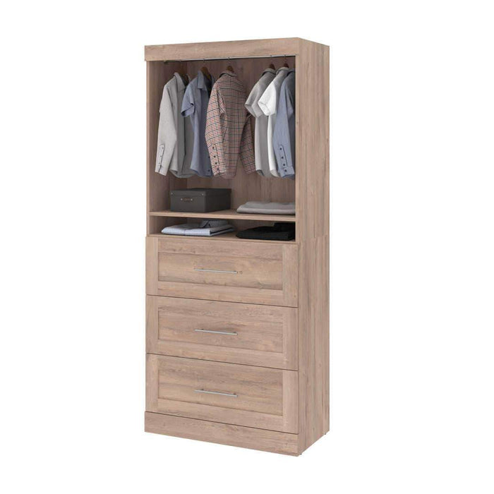 Modubox Bookcase Rustic Brown Pur 36” Storage Unit with 3 Drawers - Available in 4 Colors