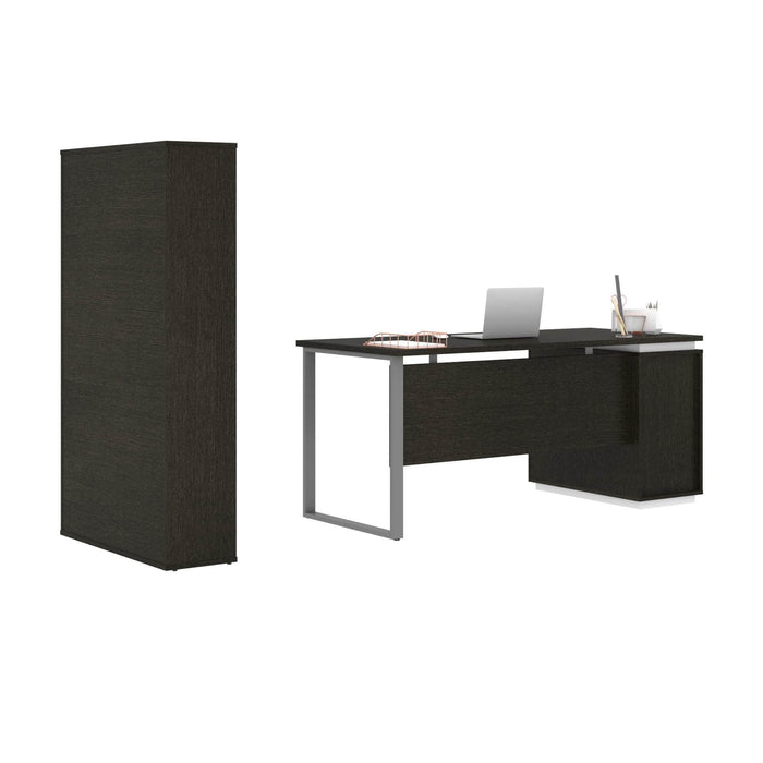 Modubox Desk Aquarius 2-Piece Set Including a Desk with Single Pedestal and a Storage Unit with 8 Cubbies - Available in 4 Colors