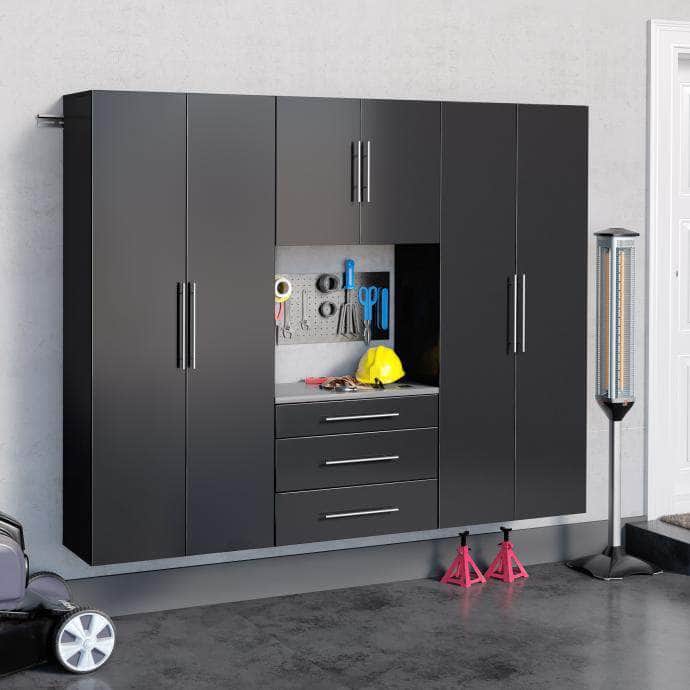 Modubox HangUps Home Storage Collection Black HangUps 90 inch Storage Cabinet 4 Piece Set G - Available in 3 Colors