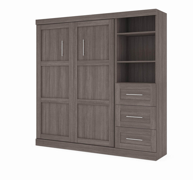 Modubox Murphy Wall Bed Bark Gray Pur Full Murphy Wall Bed and 1 Storage Unit with Drawers (84”) - Available in 3 Colors