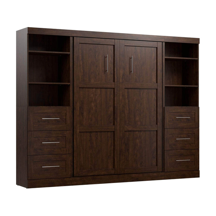 Modubox Murphy Wall Bed Chocolate Pur Full Murphy Wall Bed and 2 Storage Units with Drawers (109W) - Available in 3 Colors
