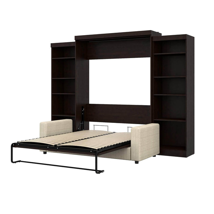 Modubox Murphy Wall Bed Chocolate Pur Queen Murphy Wall Bed, 2 Storage Units and a Sofa (115“) - Available in 2 Colors