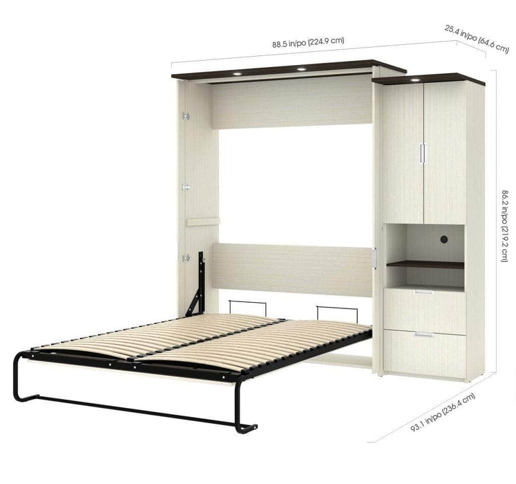 Modubox Murphy Wall Bed Lumina Queen Murphy Bed with Desk and 1 Storage Unit