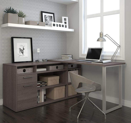 Bestar Bark Gray Solay L-Shaped Desk - Available in 4 Colors