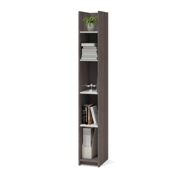 Bestar Bookcase Bark Gray & White Small Space 10“ Narrow shelving unit - Available in 2 Colors