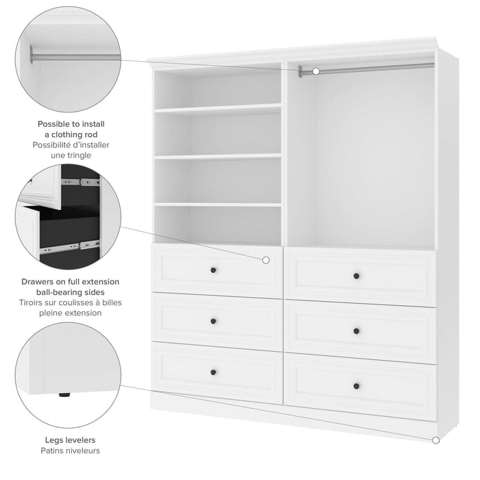 Bestar Closet Organizer White Versatile 72“ Closet Organizer - White