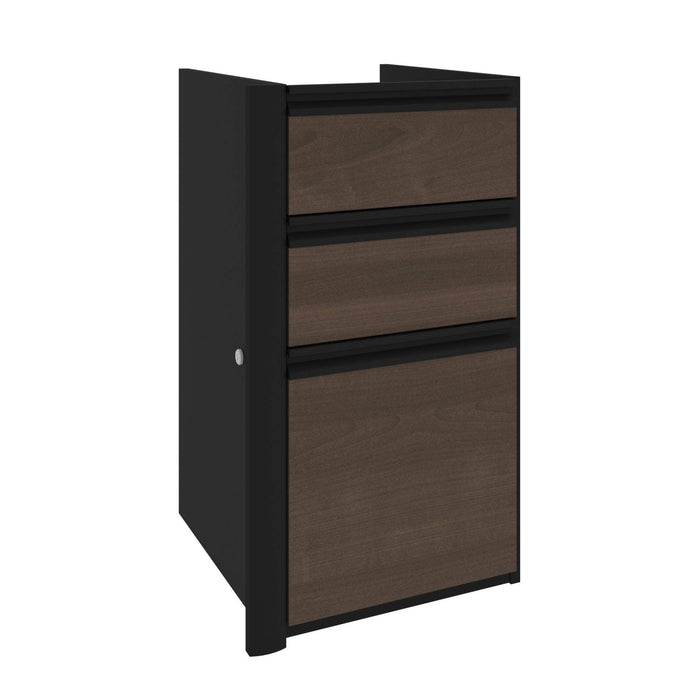 Bestar File Cabinet Antigua & Black Connexion Add-On Pedestal with 3 Drawers - Available in 3 Colors