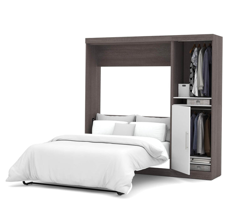 Bestar Full Murphy Bed Bark Gray & White Nebula Full Murphy Bed with Storage Unit (84W) - Available in 4 Colors