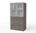 Bestar i3 Plus Lateral File Cabinet with Frosted Glass Doors Hutch - Bark Gray