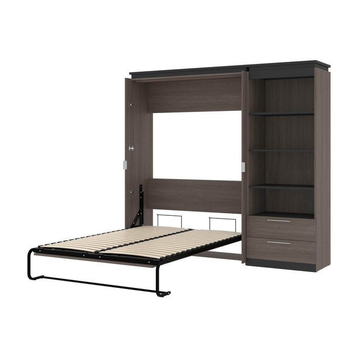 Orion Full Murphy Wall Bed with Shelving Unit and Drawers - Available in 2 Colors