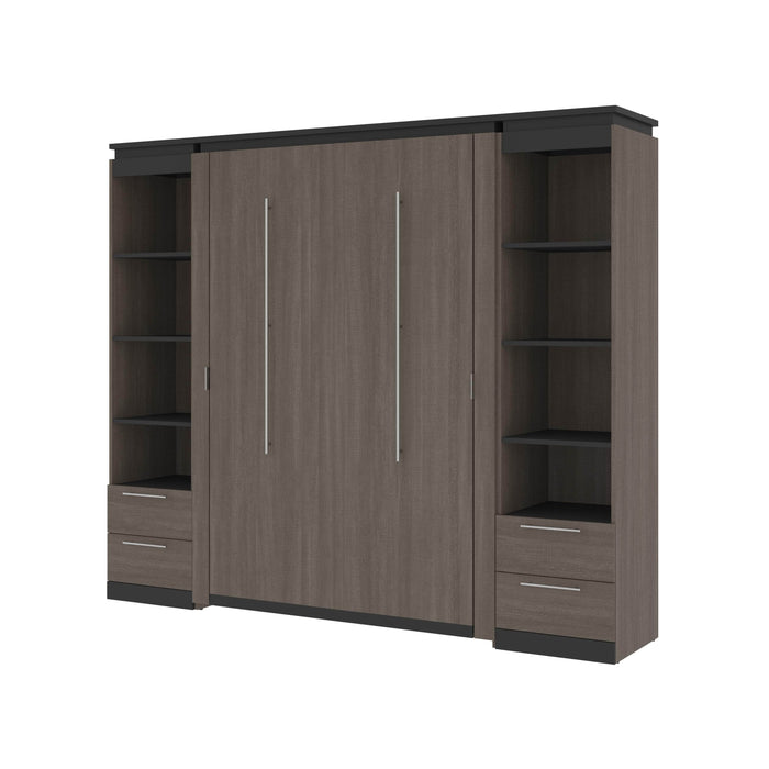 Bestar Murphy Beds Orion 98W Full Murphy Bed And 2 Narrow Shelving Units With Drawers - Available in 2 Colors
