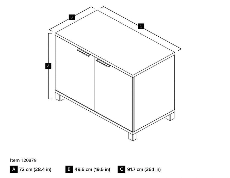 Bestar Pro-Linea 2 Door Storage Cabinet in White