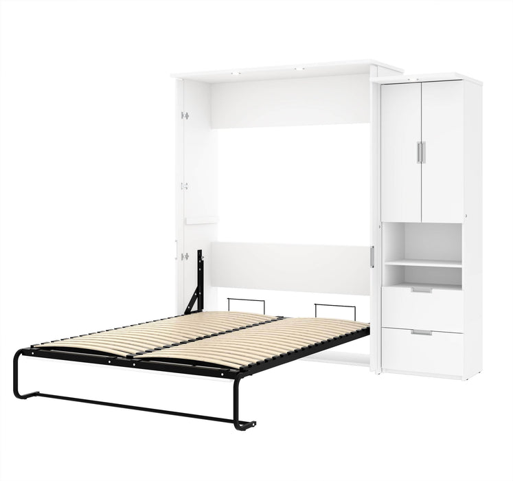 Bestar Queen Murphy Bed White Lumina Queen Murphy Bed and 1 Storage Unit (89”) - White