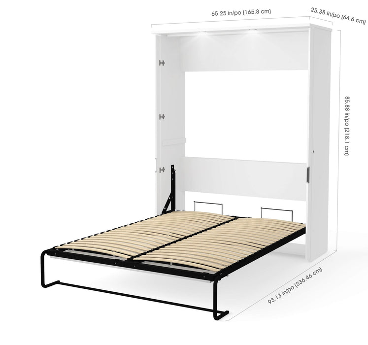 Bestar Queen Murphy Bed White Lumina Queen Murphy Bed and 2 Storage Units (113”) - White