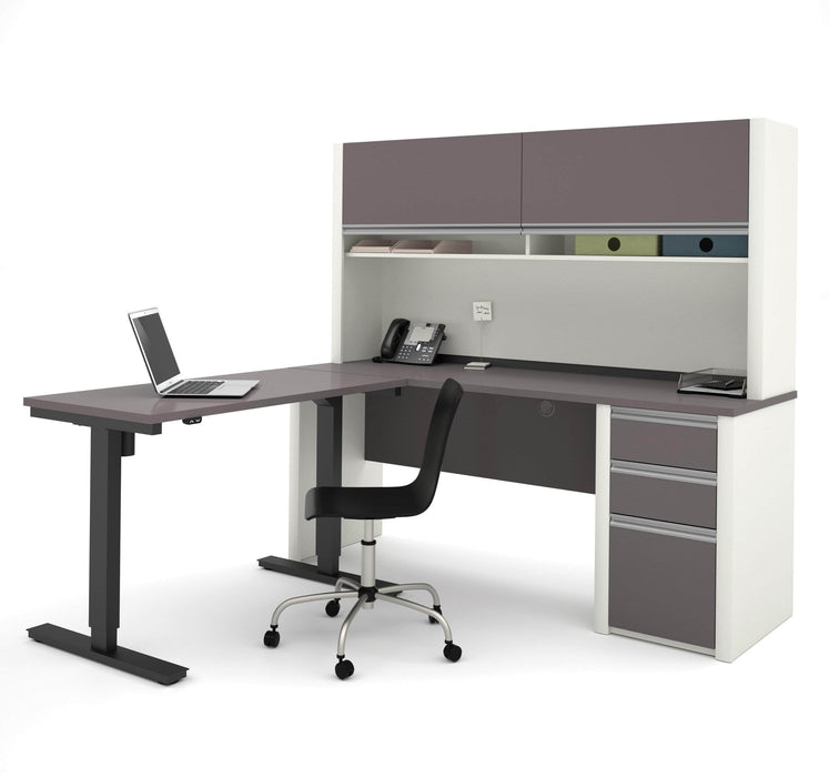 Bestar Standing Desk Connexion 2-Piece set including a standing desk and a desk with hutch - Available in 3 Colors