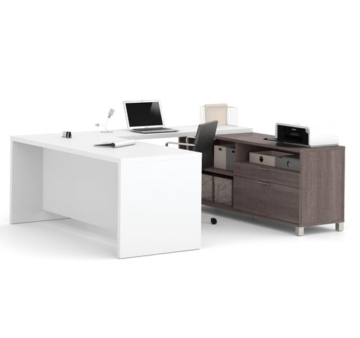 Bestar U-Desk Bark Gray & White Pro-Linea U-Shaped Executive Desk - Available in 2 Colors