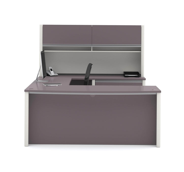 Bestar U-Desk Connexion U-Shaped Executive Desk with Lateral File Cabinet and Hutch - Available in 3 Colors