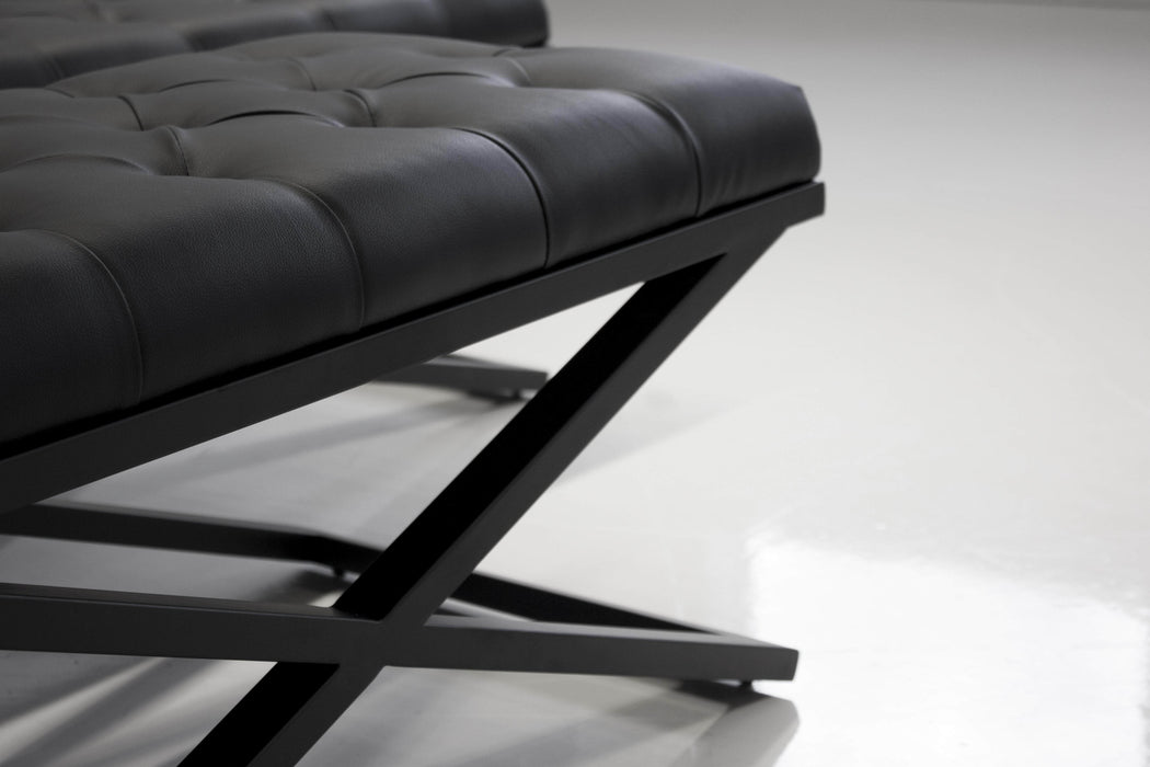 Mobital Bench Black Crosstown 36" Wide Small Bench Black Leatherette With Matte Black Powder Coated Steel