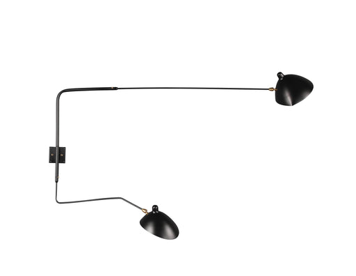 Mobital Gyoza Double Wall Sconces with Matte Black Aluminum Shade and Steel Stem