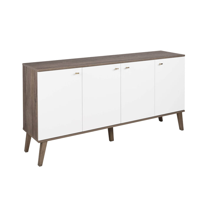 Pending - Modubox Buffets & Sideboards Drifted Gray with White Milo 4-door Buffet - Available in 3 Colors