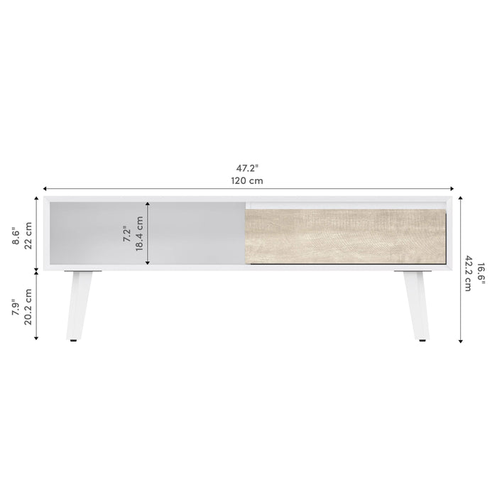 Pending - Modubox Coffee Table Bestar Adara 48W Coffee Table - UV White and Mountain Ash Gray