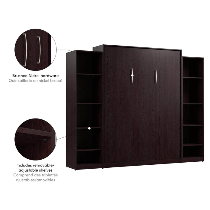 Bestar Murphy Wall Bed Claremont Queen Murphy Bed with Closet Organizers (105W) - Available in 3 Colors