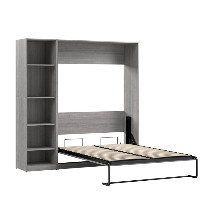 Bestar Murphy Wall Bed Platinum Gray Claremont Full Murphy Bed with Closet Organizer (79W) - Available in 3 Colors