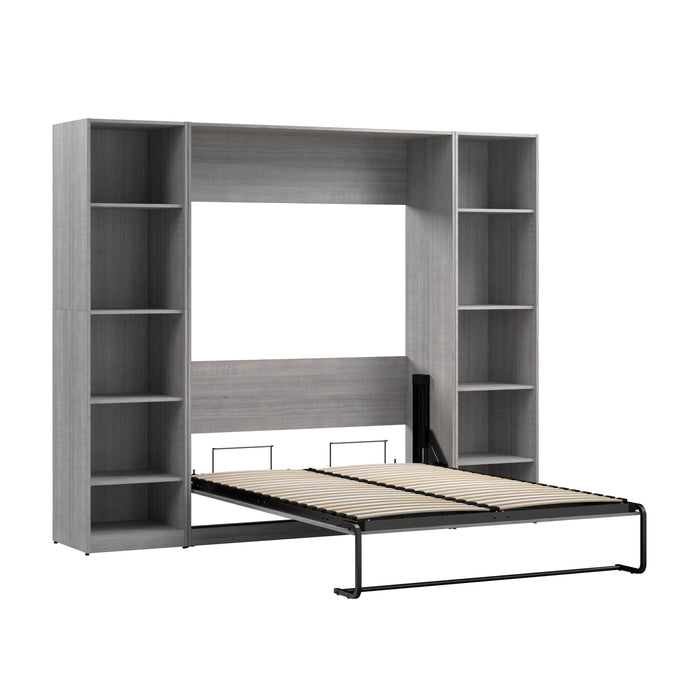 Bestar Platinum Gray Claremont Full Murphy Bed with Closet Organizers (99W) - Available in 3 Colors