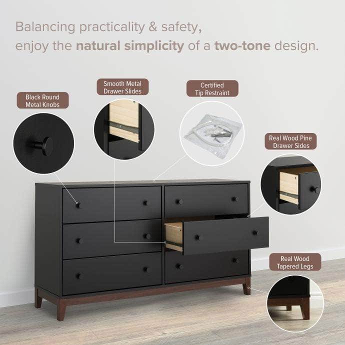 Prepac Dresser Nordik 6 Drawer Dresser in Black