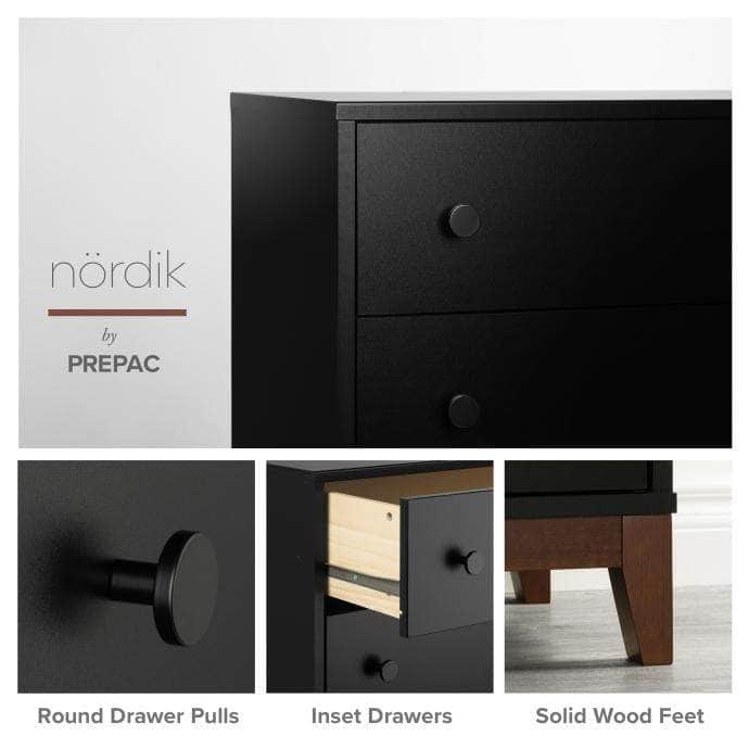 Prepac Dresser Nordik 6 Drawer Dresser in Black