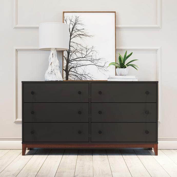 Prepac Dresser Nordik 6 Drawer Dresser in Black
