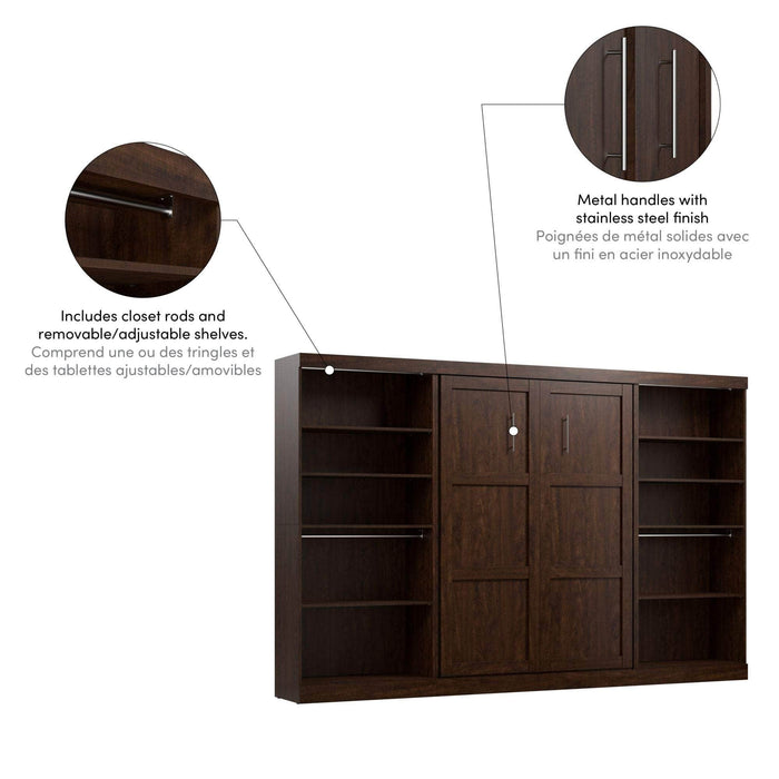 Bestar Murphy Wall Bed Pur Full Murphy Wall Bed and 2 Storage Units (131”) - Available in 2 Colors