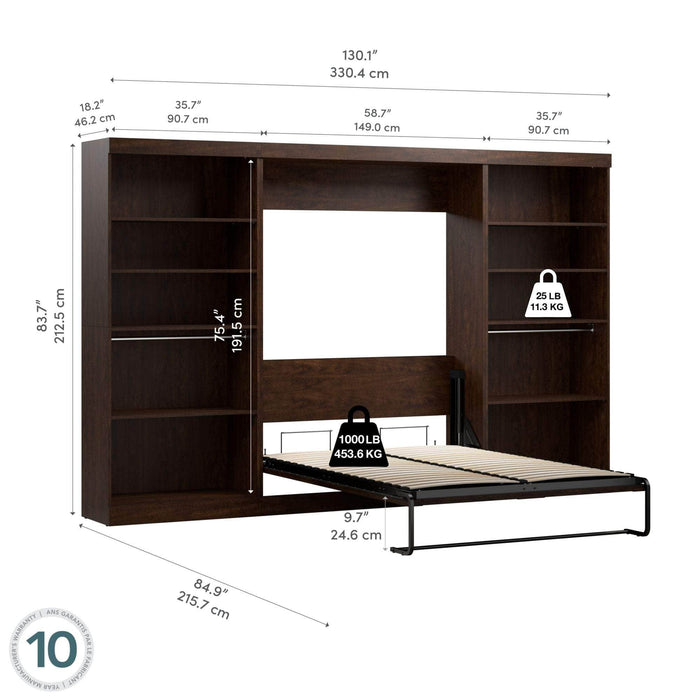 Bestar Murphy Wall Bed Pur Full Murphy Wall Bed and 2 Storage Units (131”) - Available in 2 Colors