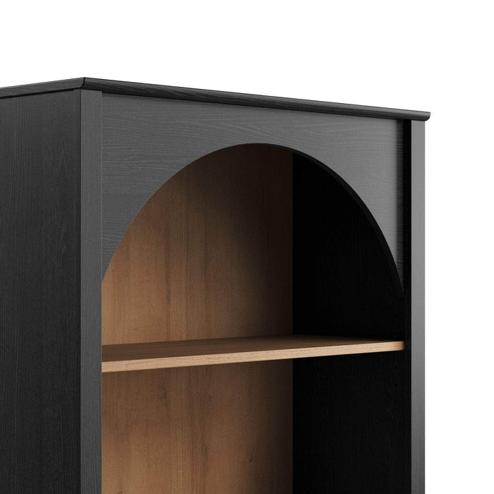 Pending - Prepac Bookcase Ark 78" Arched Bookcase in Black Oak