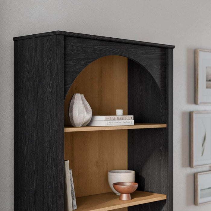 Pending - Prepac Bookcase Ark 78" Arched Bookcase in Black Oak