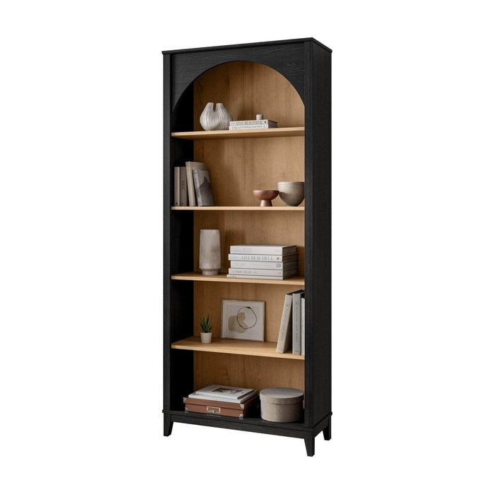 Pending - Prepac Bookcase Ark 78" Arched Bookcase in Black Oak