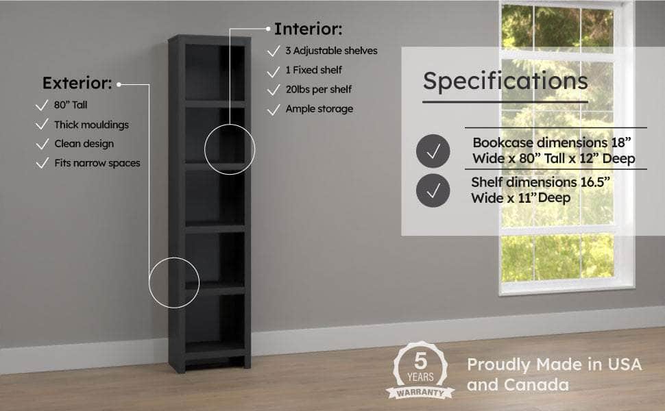 Pending - Prepac Bookcase Moda 80" Bookcase - Available in 3 Colors