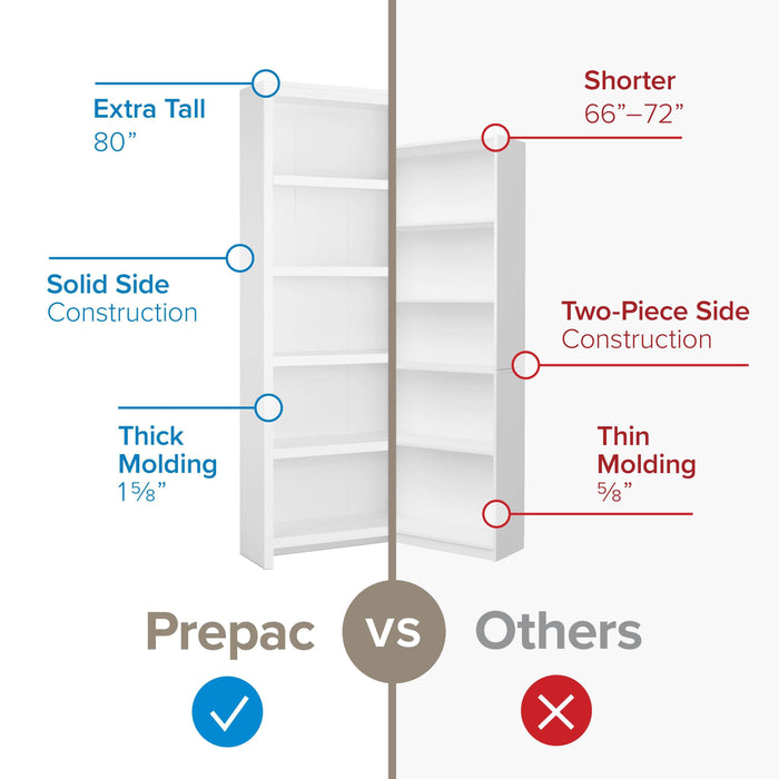 Pending - Prepac Bookcase Moda 80" Bookcase - Available in 3 Colors