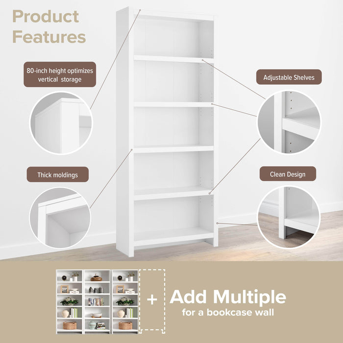 Pending - Prepac Bookcase Moda 80" Bookcase - Available in 3 Colors