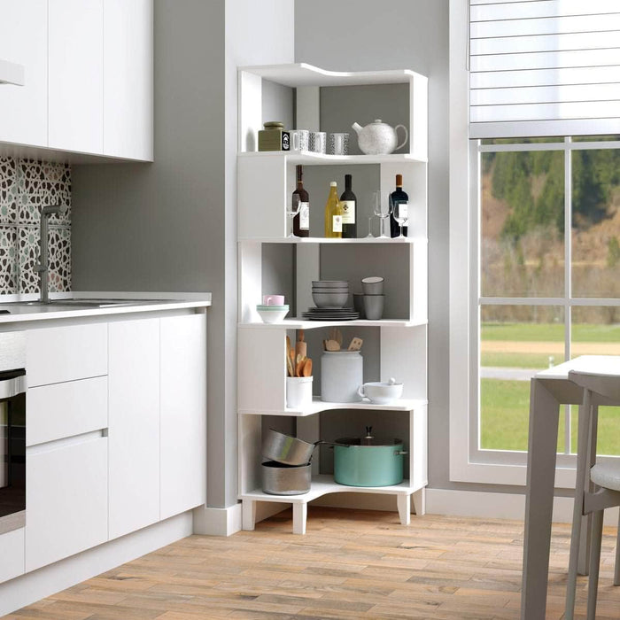 Pending - Prepac Bookcase Nordik 71.5" L-Shaped Corner Bookcase - Available in 3 Colors