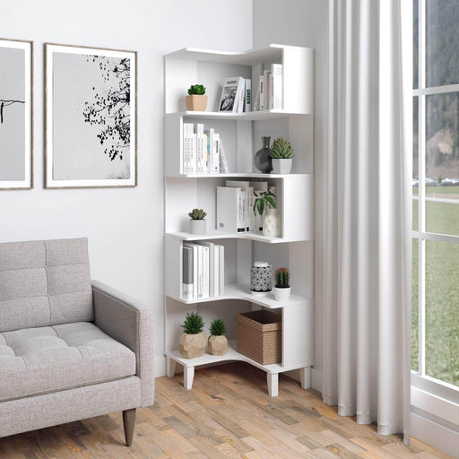 Pending - Prepac Bookcase Nordik 71.5" L-Shaped Corner Bookcase - Available in 3 Colors