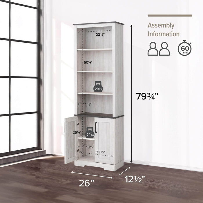 Pending - Prepac Bookcase Rustic Ridge 79.75" Bookcase in Washed White
