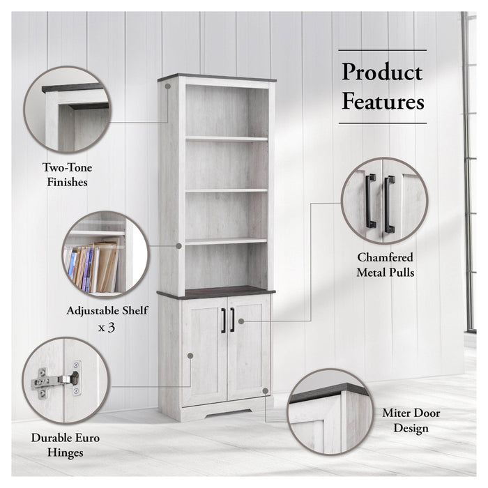 Pending - Prepac Bookcase Rustic Ridge 79.75" Bookcase in Washed White