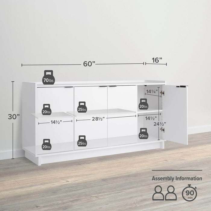 Pending - Prepac Console Table Simply Modern 4-Door Console - Available in 3 Colors