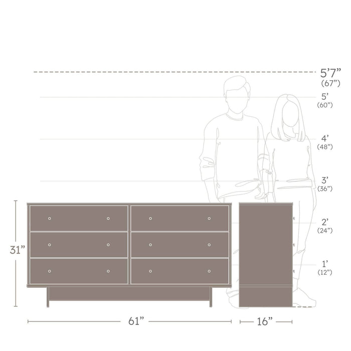 Pending - Prepac Dresser Finnley 6-Drawer Dresser - Available in 2 Colors