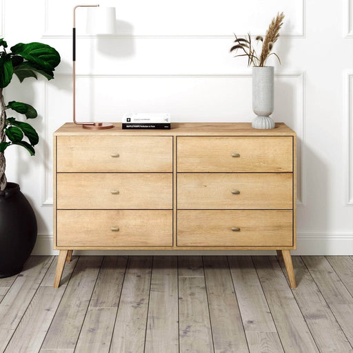 Pending - Prepac Dresser Milo 6-Drawer Dresser in Natural Oak